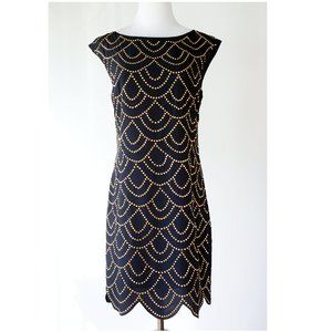 TRINA TURK Black Rindra Gold Studded Shift Dress